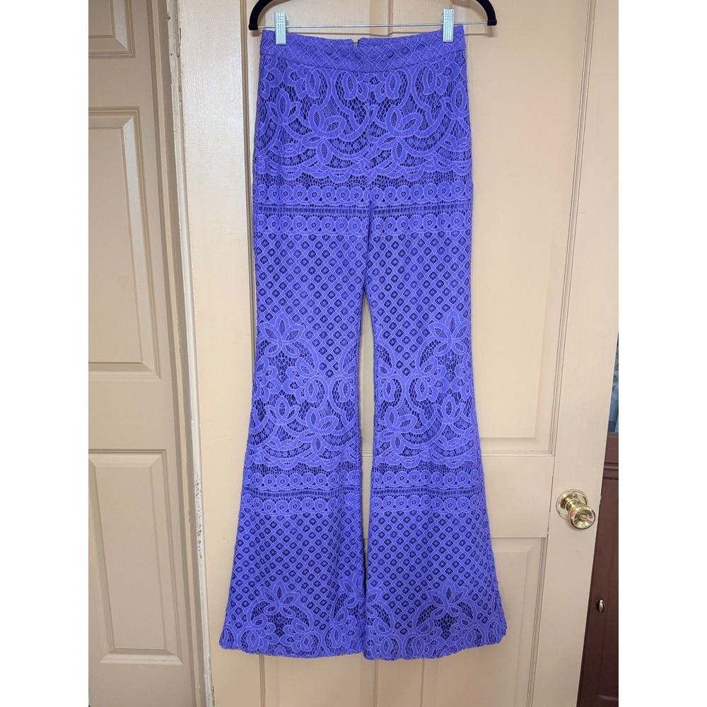 Cynthia Rowley Purple Lace Fit and Flare Pants High Waist 22S1PT03LA Size 4 NWT